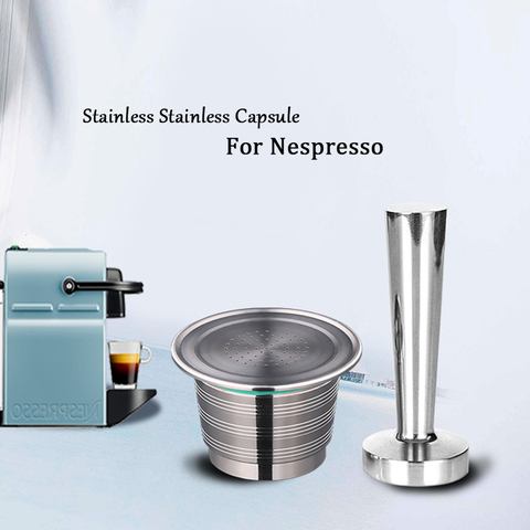 Capsules de café rechargeables de Nespresso, ensemble de doseur, réutilisables, en acier inoxydable, filtre, dosette Espresso, outils de café rechargeables de Nespresso ► Photo 1/1