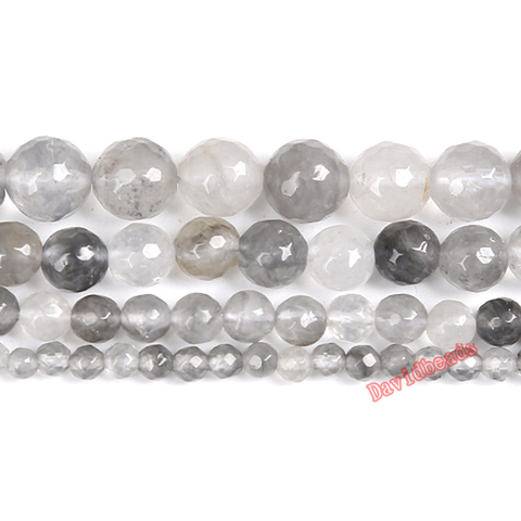 Perles en cristal à facettes naturelles, Quartz démon 4 6 8 10 12MM, breloques à assembler soi-même perles pour la fabrication de bijoux, accessoire ► Photo 1/3