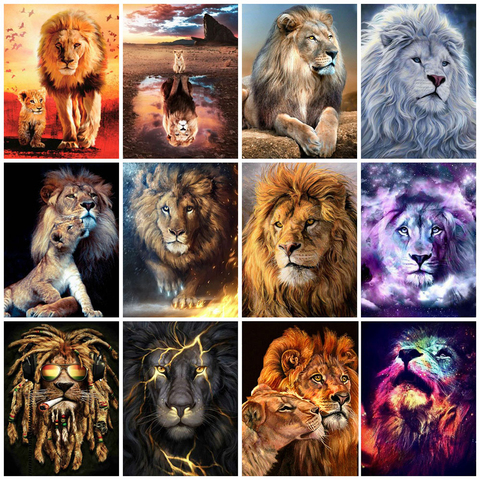 EverShine – peinture de diamants 5D avec Lion, strass, Art, broderie, points de croix, animaux, travail manuel, cadeau pour loisirs créatifs, décoration de la maison ► Photo 1/6