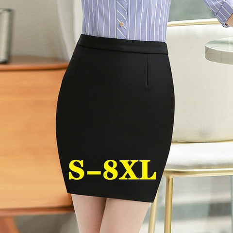 Mini jupe moulante pour femmes, noire, taille haute, bureau, grande taille, livraison gratuite ► Photo 1/6