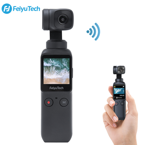 Feiyu stabilisateur de caméra à cardan de poche 3 axes 4K HD 120 ° grand Angle intégré contrôle Wi-Fi amovible au Smartphone utilisé ► Photo 1/6