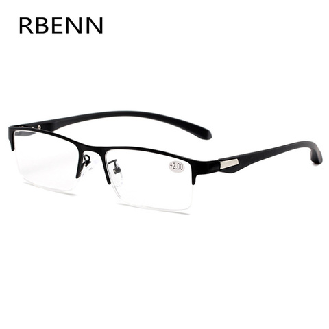 RBENN – lunettes de lecture d'affaires pour hommes, de haute qualité, monture métallique, demi-monture, presbytes avec dioptrie + 0.5 0.75 1.25 1.75 ► Photo 1/6
