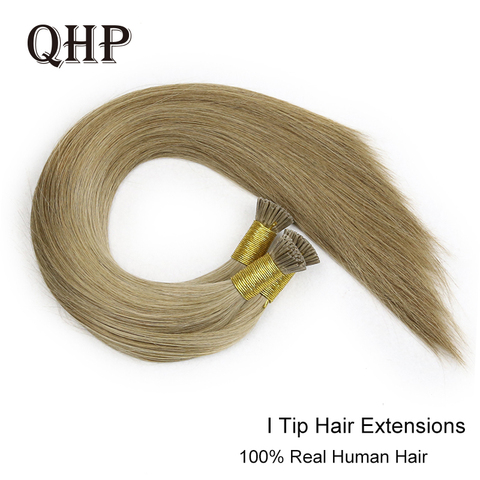 Extensions de cheveux humains Remy lisses faites Machine, 0.8g/pièces, 50 pièces/ensemble kératine, i-tip ► Photo 1/6