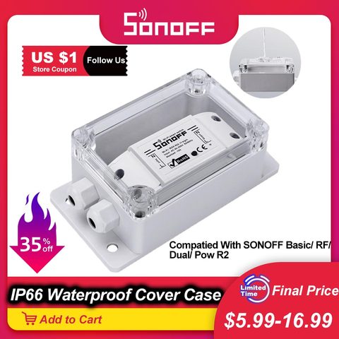 Boîte de jonction étanche Itead SONOFF IP66 compatible avec le commutateur WiFi domestique intelligent sonoff Basic/RF/Pow/Dual/TH10/TH16 ► Photo 1/6