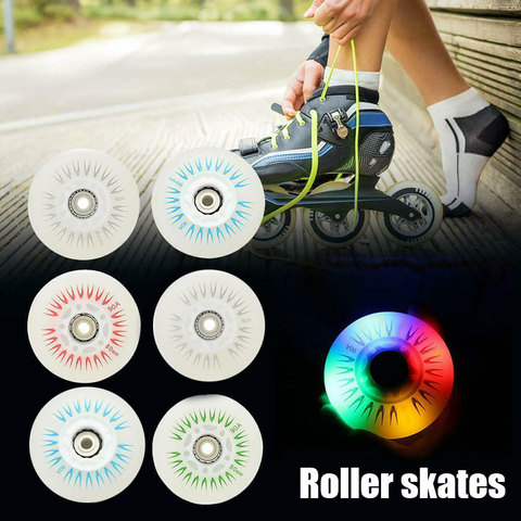 4 pièces Led brillant PU patin à roues alignées LED Flash roues colorées SEBA RB rouleau 90A LED éclairage roues de patinage pour adultes enfants ► Photo 1/6