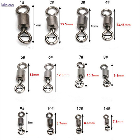 200 pièces roulement à billes pêche pivotant solide anneaux mer pêche crochet connecteur pêche leurre cuivre acier inoxydable #1-#14 ► Photo 1/6