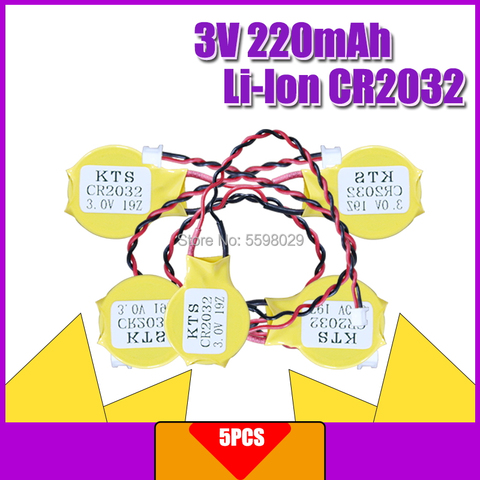 Batterie lithium 3V KTS CR2032 CR2032W pour carte mère d'ordinateur, 5 pièces, originale, avec prise de ligne de soudure ► Photo 1/6