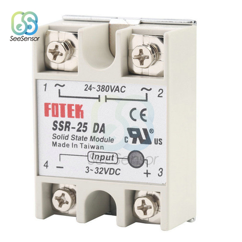 Relais à semi-conducteurs SSR-10DA SSR-25DA SSR-40DA 10A 25A 40A 3-32V DC à 24-380V AC SSR 10DA 25DA 40DA ► Photo 1/6