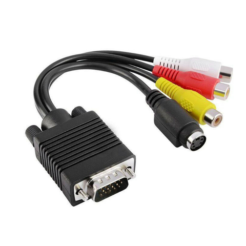 Convertisseur de sortie VGA 15 broches mâle vers 3RCA TV s-vidéo AV, câble adaptateur connecteur M/F pour PC portable 20cm ► Photo 1/4