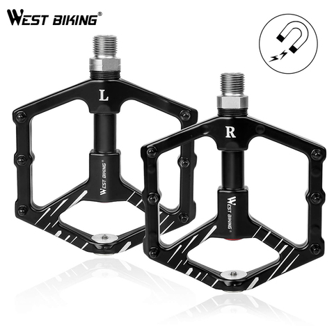 WEST Cycling-pédales de vélo plates, 9/16 pouces, avec 3 roulements scellés, Design magnétique, ultraléger, pour vtt ► Photo 1/1