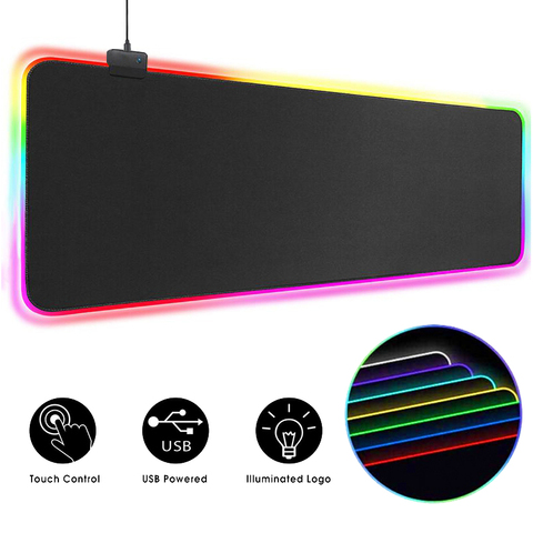 Tapis de souris rvb tapis de souris de jeu ordinateur grand tapis de souris rétro-éclairé XXL tapis de souris LED Gamer Mause tapis 900x400 tapis de bureau pour CS ► Photo 1/6