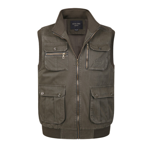 Gilet à poches multiples en coton pour homme, vêtement d'extérieur, veste Baggy sans manches, décontractée, pour photographe, printemps-automne ► Photo 1/6