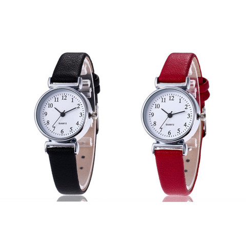 Montre-bracelet à Quartz blanche pour femmes, petite Montre-bracelet pour dames, avec bracelet en cuir, tendance, 1 pièce ► Photo 1/6