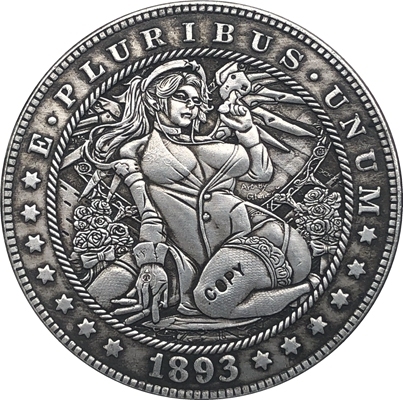 Copie de pièce de monnaie Hobo Nickel 1893-S Morgan Dollar USA Type 150 ► Photo 1/2