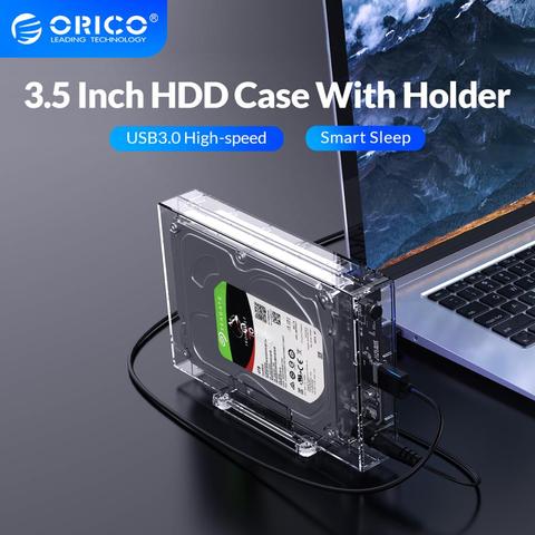 ORICO HDD Cas 3.5 SATA à USB3.0 6gbps Transparent Boîtier de Disque dur pour DISQUE DUR SSD Disque HD Boîtier de DISQUE DUR Externe 16 to (3159U3) ► Photo 1/6