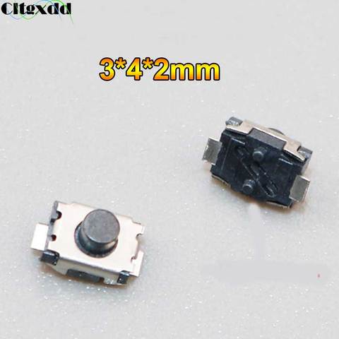 Cltgxdd 10 pièces 3X4MM Tactile bouton poussoir Micro interrupteur momentané SMD 2Pin 3*4*2mm avec colonne fixe ► Photo 1/6