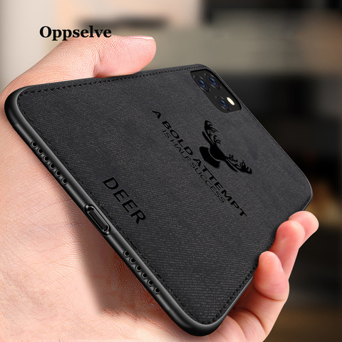 Coque de téléphone pour iPhone 12 11 Pro X XR XS MAX toile Ultra mince tissu en relief cerf Capinhas pour iPhone 8 7 6 6S Coques en TPU souple ► Photo 1/6