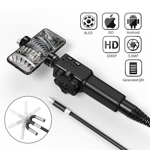 Endoscope industriel pour voiture, caméra d'inspection avec 6 LED pour iPhone et Android, 5.5MM/8.5MM, 5.0MP, 180 degrés ► Photo 1/6