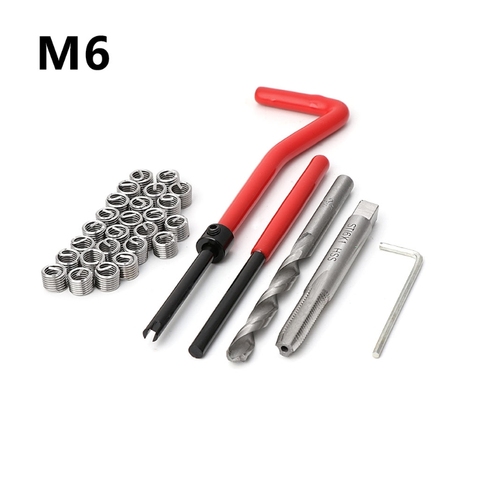 Kit de réparation M6 pour Helicoil, outil de forage, bobine Pro, fil métrique, outils de réparation de voiture 30 pièces, pied-de-biche grossier ► Photo 1/6