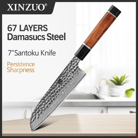 XINZUO 7 ''couteau Santoku VG10 japonais damas acier inoxydable japonais damas couteaux de cuisine outils de Chef professionnel ► Photo 1/6