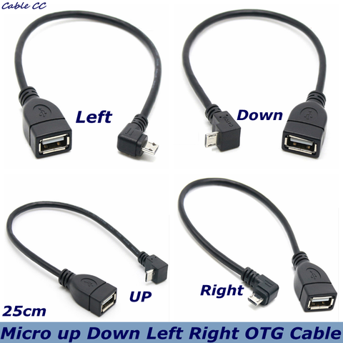 Adaptateur de connecteur externe, Micro USB, angle gauche et droit à 90 degrés, 5 broches mâle vers USB 2.0 A femelle, câble OTG ► Photo 1/5