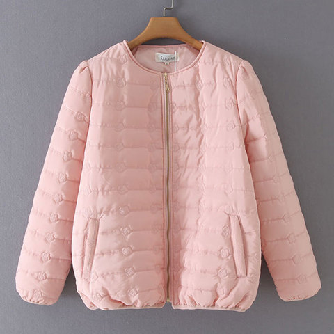 Manteaux d'hiver pour femmes manches bouffantes broderie fermeture éclair courte Parka mode surdimensionné femme vers le bas coton veste ► Photo 1/6