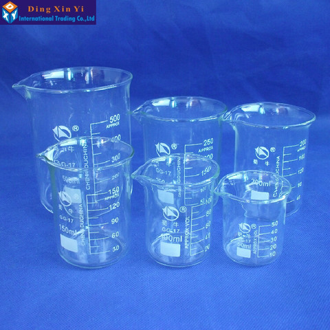 SHUNIU-bécher de basse forme pour la chimie en verre silicaté, appareil de laboratoire Transparent, 50/100/150/200/250/500/1000/2000 ml ► Photo 1/6