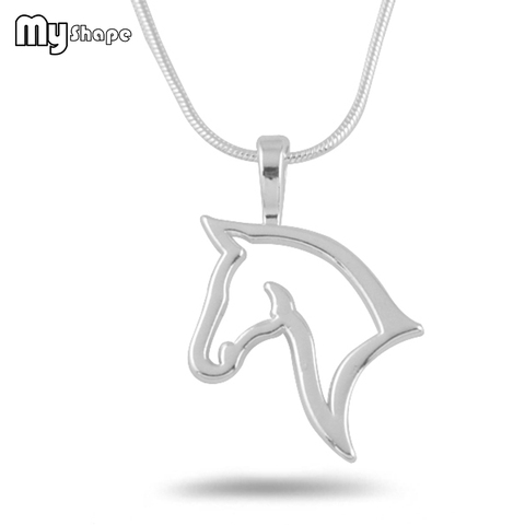 My shape – collier avec pendentif en forme de tête de cheval, en argent plaqué, découpé, bijoux équestres, cadeau pour cowboy ou amoureux de cheval ► Photo 1/5