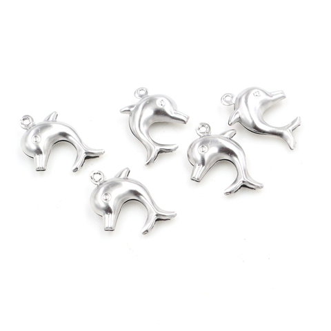 Breloques de dauphin en acier inoxydable 316, 21x16mm, pour collier, 30 pièces/lot, pendentif breloques, bijoux à bricoler soi-même, making-R5-43 ► Photo 1/2