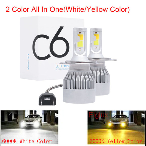 Kit de phares de voiture LED double couleur, Super lumineux, H7 H11, H1 H3 9006 9005 880 H27 H4, 881 K 3000K, 6000K ► Photo 1/6