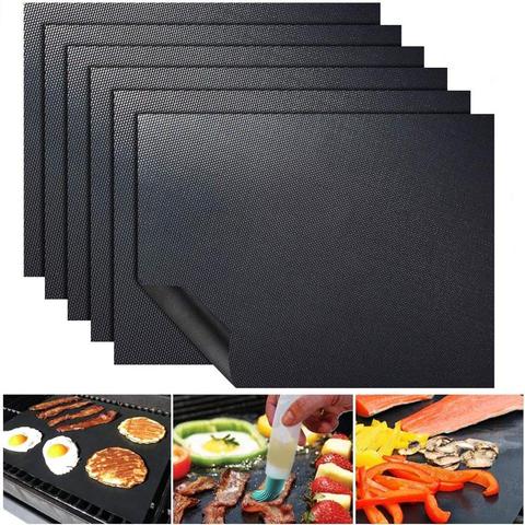 2 pièces tapis de barbecue antiadhésif tapis de cuisson outils de barbecue cuisson feuille de cuisson résistance à la chaleur outils de cuisine facilement nettoyés ► Photo 1/6