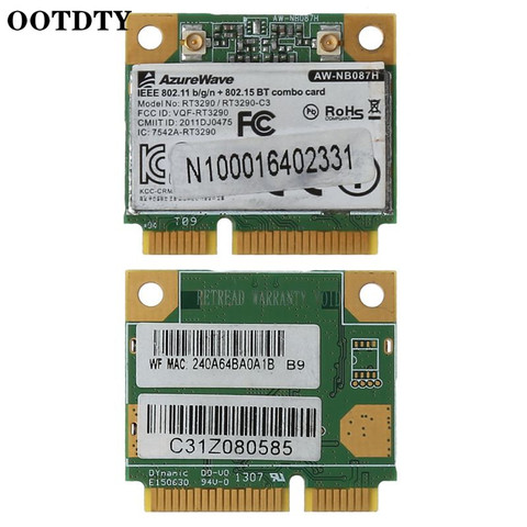 Ralink – MINI carte Wi-Fi sans fil RT3290 IEEE AW-NB087H b/g/n, 802.11 Mbps, Bluetooth, 150 h, demi-taille, PCIe, adaptateur WLAN ► Photo 1/6