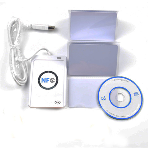 Lecteur et graveur de carte à puce sans contact USB ACR 122U NFC prise en charge de tous les 4 Types + 5 pièces 13.56MHz NFC 1k s50 cartes + 1 CD SDK ► Photo 1/1