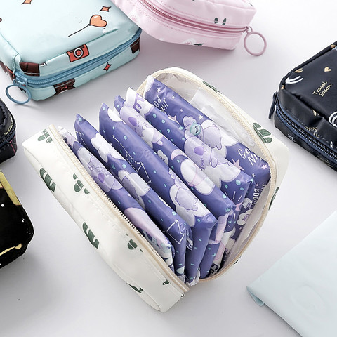 Pochette Portable de rangement étanche pour tampons, pochette mignonne de protection sanitaire pour maquillage rouge à lèvres clés pour écouteurs câbles de données ► Photo 1/6