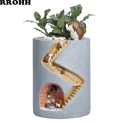 Pot de fleurs en forme de dessin animé Animal hérisson, Pot décoratif, hydroponique, Succulent, Micro paysage de personnalité ► Photo 1/6