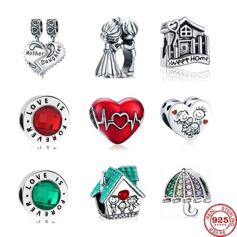 925 argent sterling pour toujours maison pour toujours amour pendentif bricolage perles approprié pour bracelet à breloques pandora original bijoux féminins ► Photo 1/6