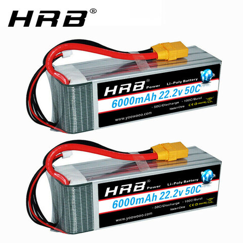 1/2 Packs HRB 6S Lipo batterie 22.2V 6000mah Drone 50C avec connecteur XT90 pour 700 800 RC hélicoptère camion avion RC voiture bateau ► Photo 1/6