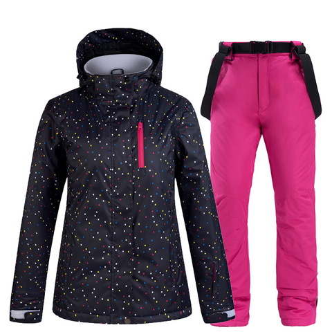 Hiver femmes Ski costume thermique Ski veste pantalon ensemble coupe-vent imperméable snowboard veste femme Ski costumes neige manteau ► Photo 1/6