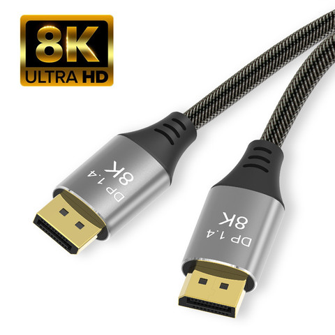 8K DisplayPort câble Ultra HD DisplayPort 1.4 mâle à mâle Nylon tressé câble 7680x4320 8K @ 60Hz 4K @ 144Hz HDCP pour ordinateur portable TV ► Photo 1/6