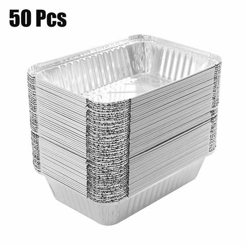 Bac d'égouttage de graisse pour barbecue jetable, 50pcs, feuille d'aluminium, plateau de récupération de grille Recyclable pour fournitures d'extérieur Weber ► Photo 1/5