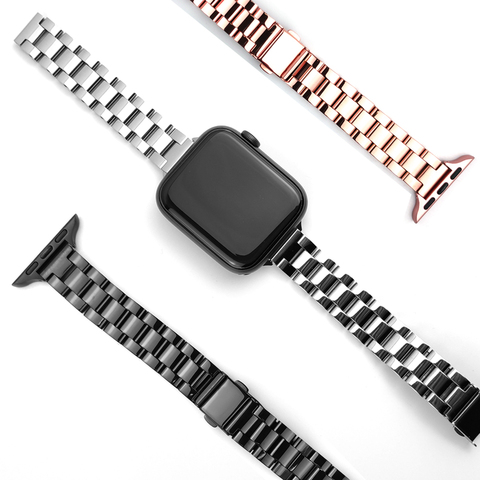 Bracelet fin en acier inoxydable pour femmes et filles, pour apple watch 6 se, 40mm 44mm iwatch série 5 4 3 38mm 42mm ► Photo 1/6