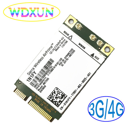 MC7355 DW5808 1N1FY Sierra Wireless Mini PCIE 4G UMTS, HSDPA, HSPA + LTE 1xrtt, EVDO Rev, GSM GPRS pour DELL ► Photo 1/2