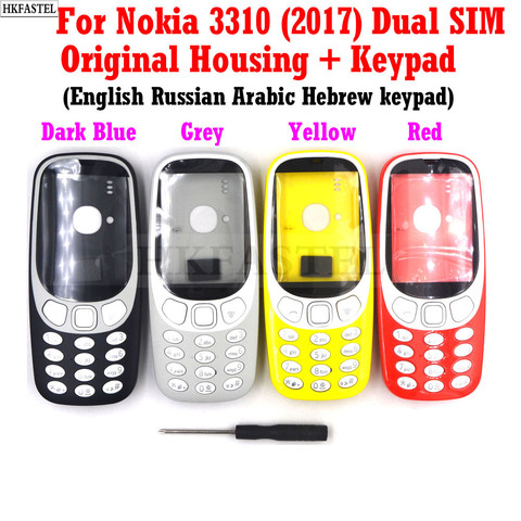 HKFASTEL nouveau clavier de boîtier d'origine pour Nokia 3310 2017 double carte SIM boîtier de téléphone portable avec clavier clavier ► Photo 1/6