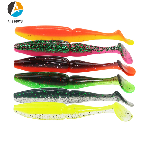 AI-SHOUYU 4 pièces leurre souple appât de pêche leurre Leurre110mm 12.6g Silicone appât T queue équipement de pêche facile méné Shad ► Photo 1/6