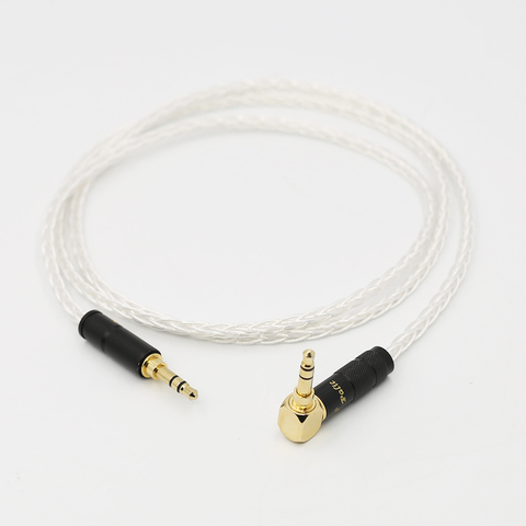 Audiancast – câble Audio plaqué argent à 8 cœurs, Extension de 3.5mm, 3.5mm, angle droit vers droit, écouteur mâle, casque, AUX ► Photo 1/6