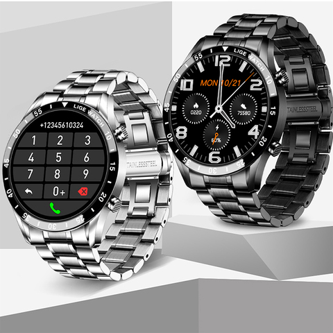 LIGE – montre connectée de sport pour hommes, écran entièrement tactile, Bluetooth, prise en charge des appels, moniteur de pression artérielle, notification de messages ► Photo 1/6