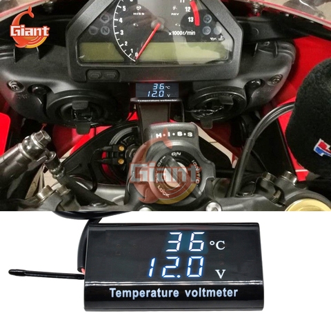 Voltmètre de température numérique DC 12V IPX6 étanche pour bateau moto 0.28 pouces LED affichage voltmètre testeur ► Photo 1/6
