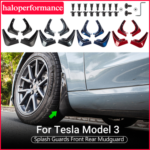 Garde-boues en fibre de carbone pour Tesla modèle 3, accessoires pour voiture garde-boue ► Photo 1/6