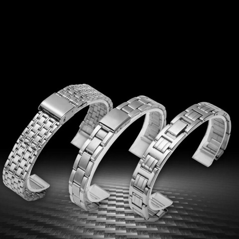 Bracelet de montre en acier inoxydable Bracelet de montre, 10mm 12mm 14mm 16mm 18mm, fermoir papillon, boucle en argent pour femmes et hommes ► Photo 1/6