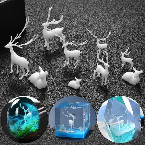 1 paquet 3D Mini cerf méduse résine époxy matériau de remplissage cristal océan résine artisanat faisant des accessoires de décoration à la main ► Photo 1/6